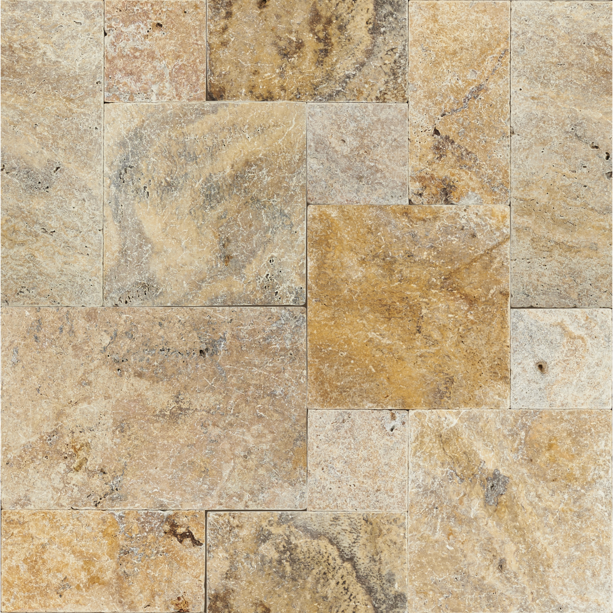 Ackland Marzana Aurelia Pattern Tumbled Travertine Paver Kit — 16 Sq. Ft., Rustic Finish, Model# NTE-LSC-156